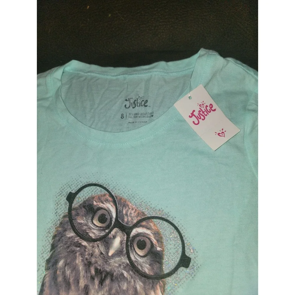 Justice smart girls rule‎ back to school owl books top size 8 nwt